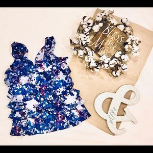 WHBM floral ruffle sleeveless shirt size S